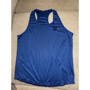 ⭐️NELEUS LOGO Jet Blue Muscle Mesh Tank Top Gym Workout Size M
